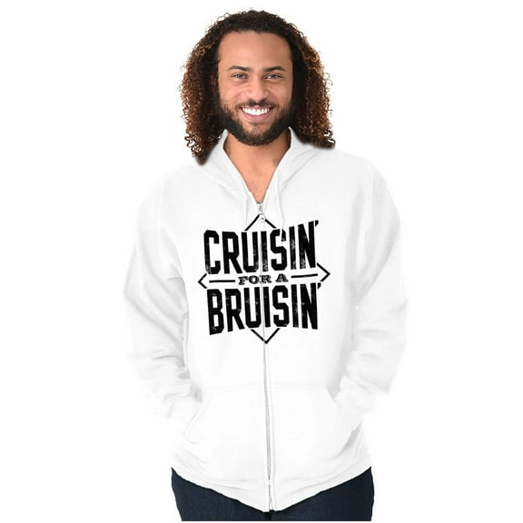 Cruising a Bruising Fight Rebel Punk Zip Hoodie Sweatshirt Men Brisco Brands S