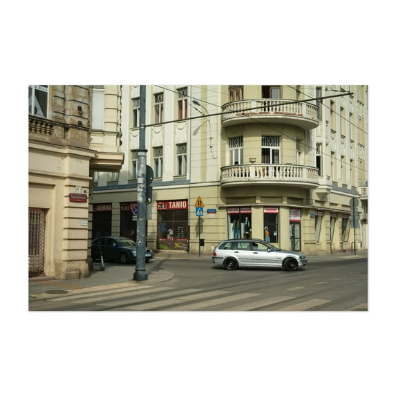 Cruising, Łódź - Łódź Łódzkie Poland Photography City Architecture Street Photography Vintage Car Unframed Wall Art Print 4 x 6 inches