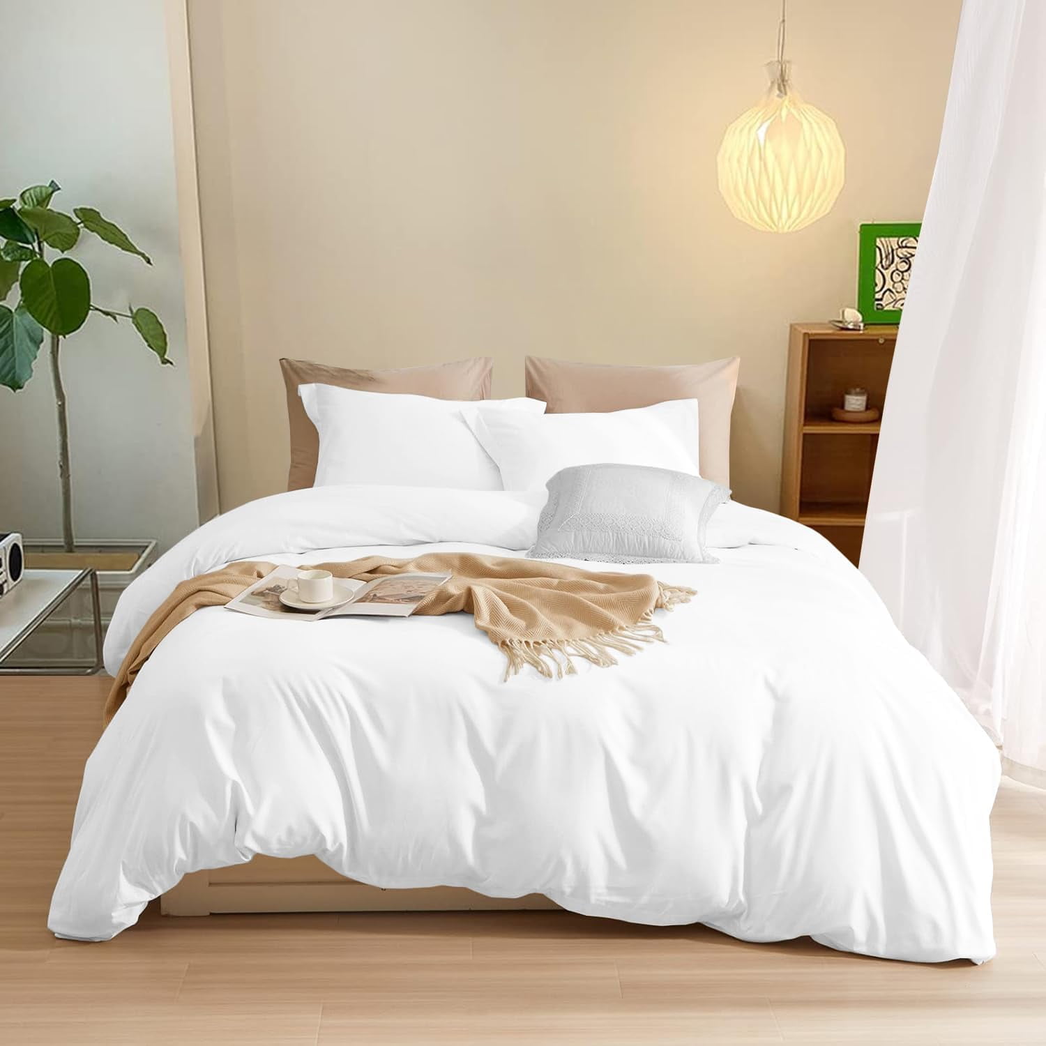 Bed Alter 100% Egyptian Cotton Duvet Cover - 1000 Thread Count, King/Cal King, White Striped 2 thumbnail image