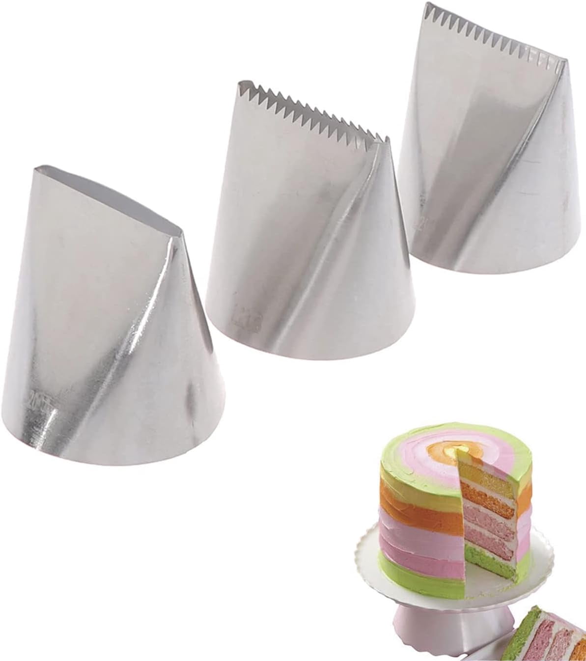 3-Piece Extra Large Crumb Coat Piping Tips Set - Cake Icer Frosting Tips For Quick Cake Decorating