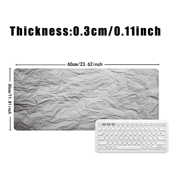 Crumpled Paper Texture Mouse Pad 31.5 x 11.82 inches Rubber Desk Accessory for Office and Home Use