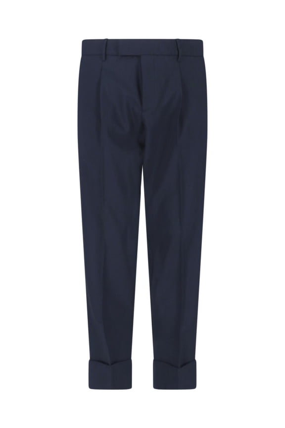 Blue Tailored Straight-Leg Virgin Wool Trousers (Men's)