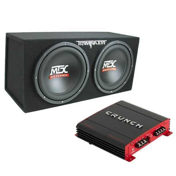 Crunch 2 Channel Car Audio Amplifier & MTX 12 In Dual Loaded Subwoofer
