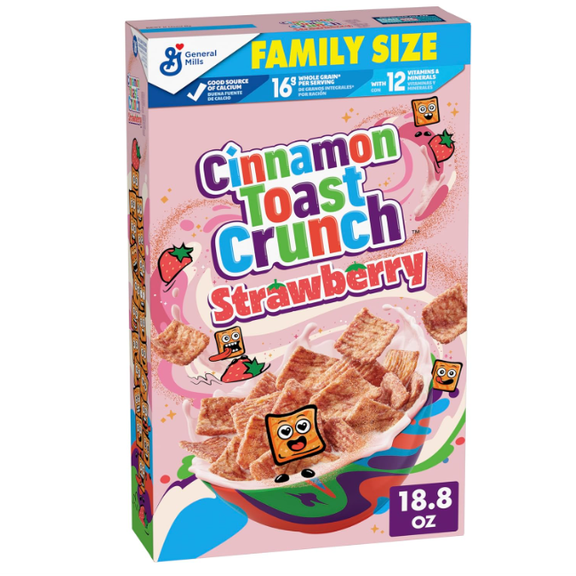 Crunch Breakfast Cereal, Crispy Strawberry Cereal, Family Size, 18.8 oz