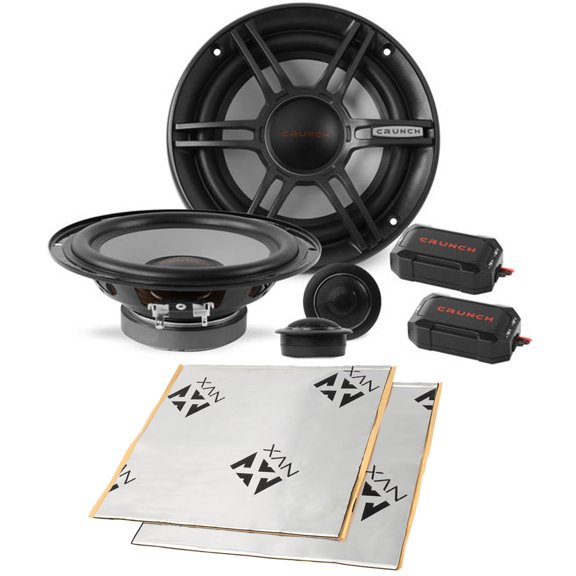 Crunch CS65C 6.5" CS Series 2-Way Component Speaker System 600W Peak + NVX SDSK2 Sound Damping