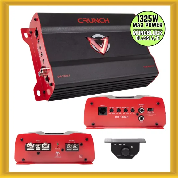 Crunch DR-1325.1 V-Drive 1325W Max Power Monoblock Car Amplifier Class A/B New