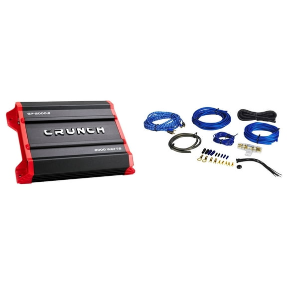Crunch GP-2000.2 Ground Pounder 2000 Watt 2-Channel Car Stereo Amplifier+Amp Kit