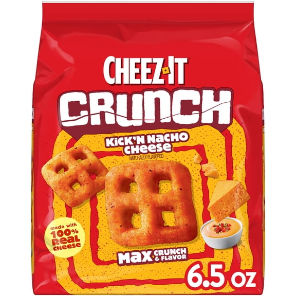 Cheez-It Crunch Kick'n Nacho Cheese Cheesy Baked Snacks, Lunch Snacks, 6.5 oz