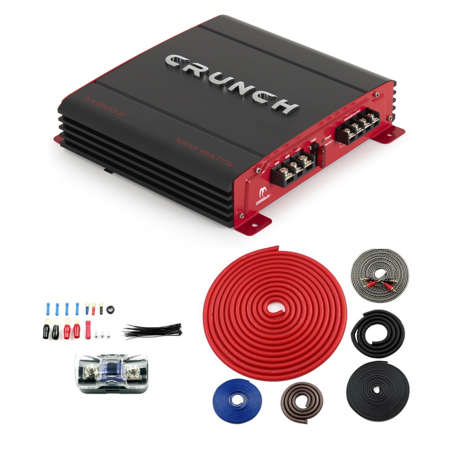 Crunch PX1000.2 2 Channel 1000 Watt Amp A/B Class Amplifier + 4 Gauge
