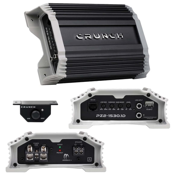 Crunch PZ2-1530.1D POWERZONE 1500 Watt Mono Amplifier, Car Audio Amplifier, 1 Ohm Stable, Bass Remote Included