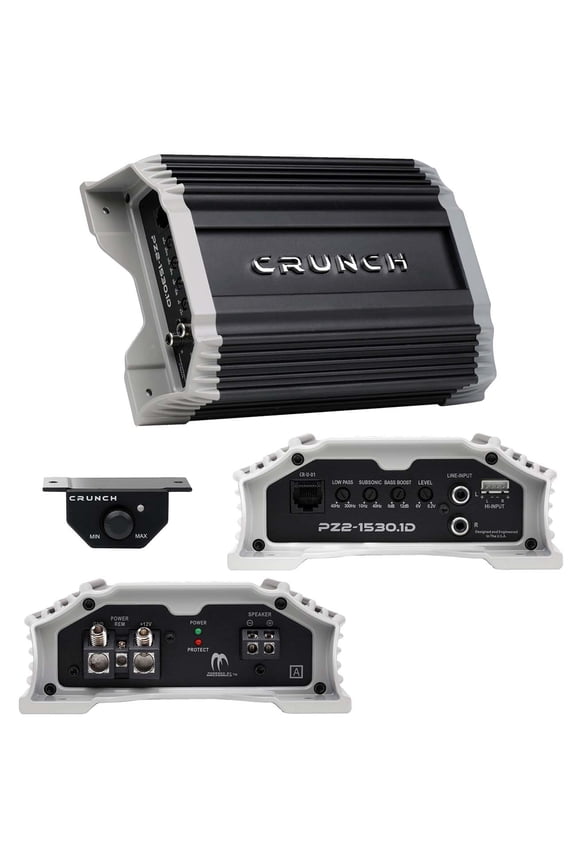 Crunch PZ2-1530.1D POWERZONE 1500 Watt Mono Amplifier, Car Audio Amplifier, 1 Ohm Stable, Bass Remote Included