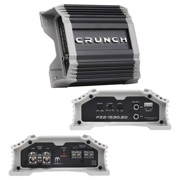 Crunch PZ2-1530.2D POWERZONE 1500 Watt Mono Amplifier, 2-Channel Car Audio Amplifier, Bass Remote Included