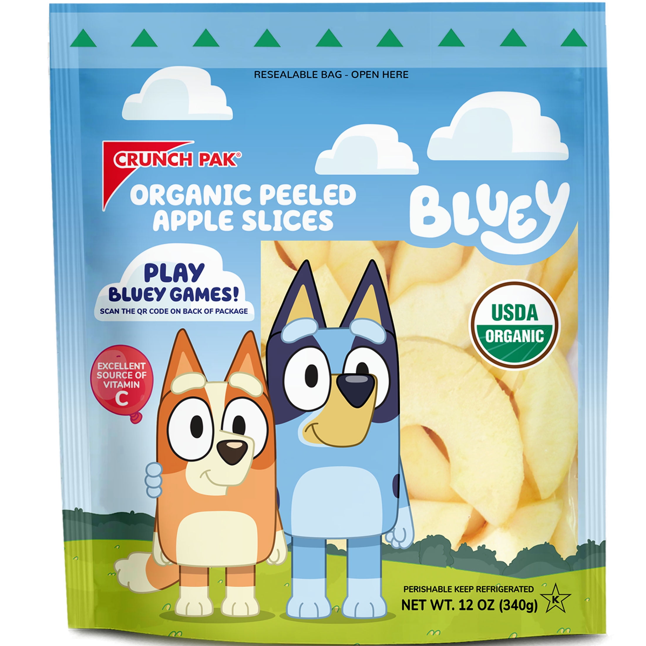 Crunch Pak Fresh Organic Peeled Sliced Apples, Family Sized 12oz Featuring  Bluey