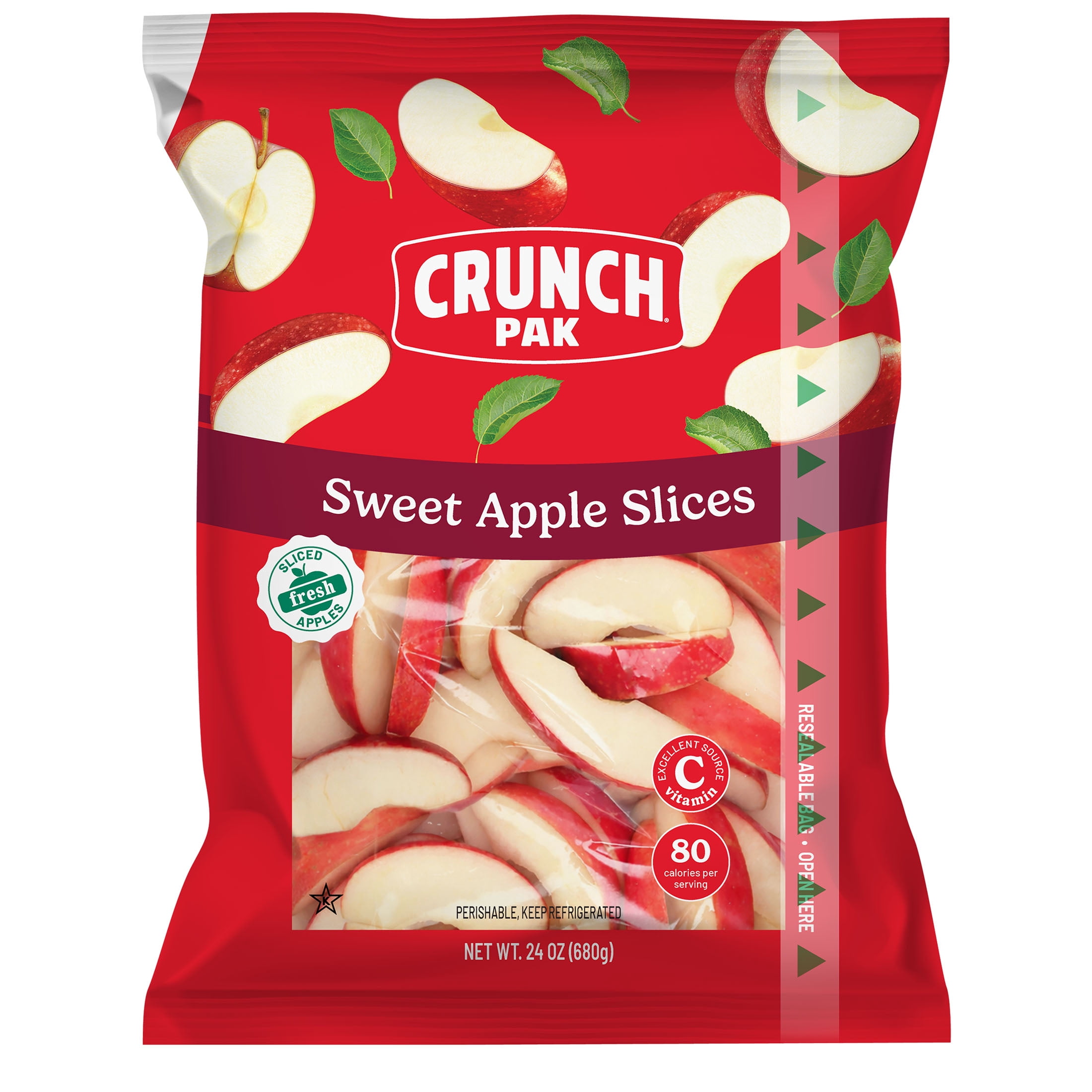Crunch Pak Fresh Sweet Apple Slices, Family Size, 24 oz Resealable