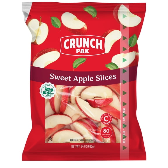 Crunch Pak Fresh Sweet Apple Slices, Family Size, 24 oz Resealable Bag