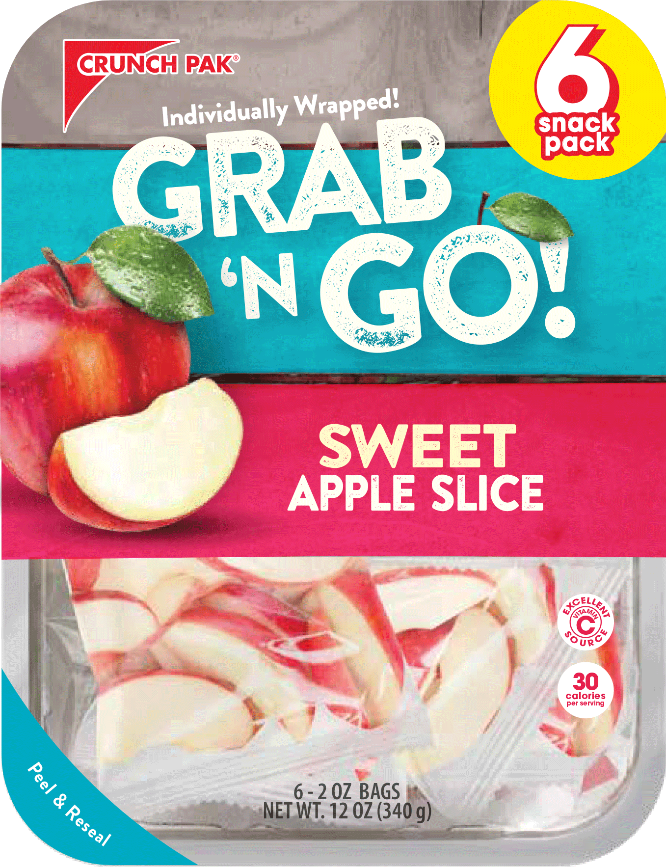 Crunch Pak Grab N Go Apple Slices Multi Pack Of 6 2 Oz Individually 