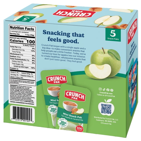 Crunch Pak Snack Dipperz with Fresh Tart Sliced Apples and Caramel in a 5pk