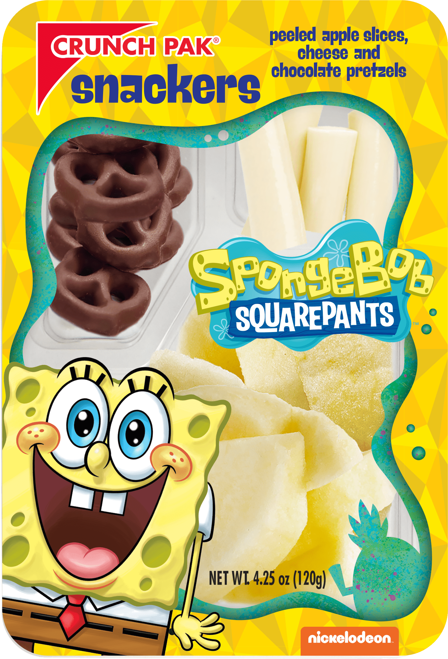 Crunch Pak SpongeBob Snacker with Fresh Peeled Sliced Apples, Cheese
