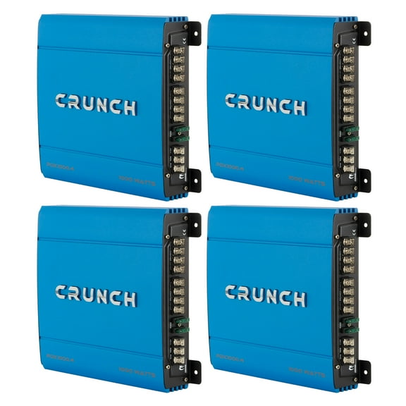 Crunch PowerDriveX 1000 Watt 4 Channel Blue A/B Car Stereo Amplifier (4 Pack)