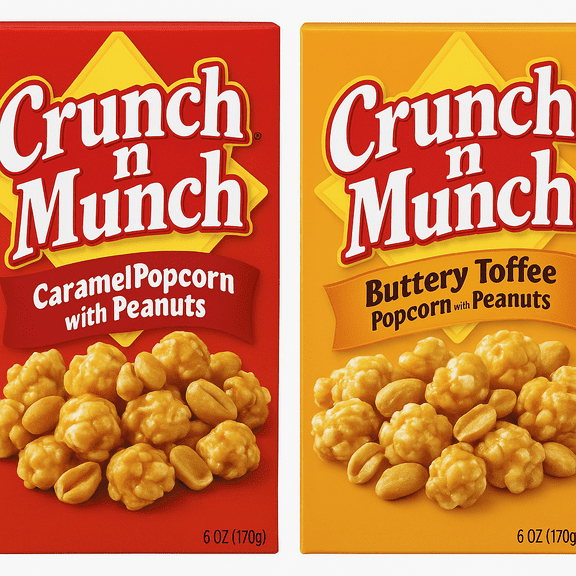 Crunch n Munch Caramel Popcorn & Peanuts + Buttery Toffee Popcorn & Peanuts, 6 oz Boxes, 2-Flavor Bundle