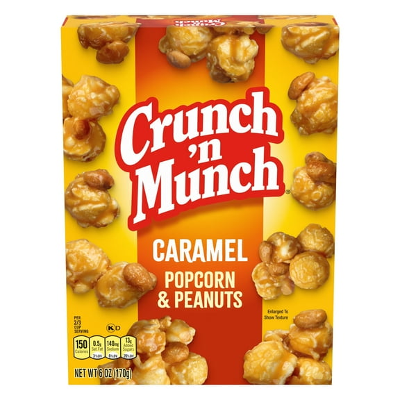 Crunch 'n Munch Caramel Popcorn with Peanuts, 6 oz. pack of 1