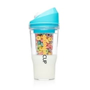 CrunchCup XL Blue Portable Plastic Cereal Cup for Breakfast on the Go, BPA-Free & Dishwasher-Safe