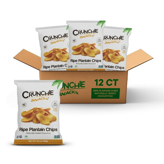 Crunchie Snacks Naturally Sweet Plantain Chips 4.5oz x 12