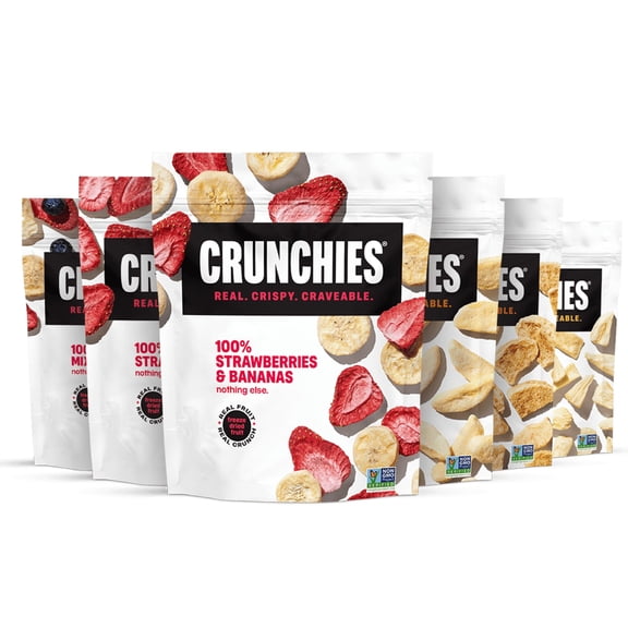 Crunchies Freeze-Dried Fruit Variety Packs, 100% All Natural Crispy Fruit, Non GMO and Kosher, Resealable Freeze Dried Fruit Snack Bags, Pack of 6 (6 Flavor Variety Pack)