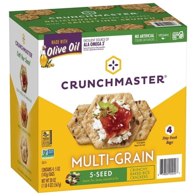 Crunchmaster 5 Seed Multi-Grain Cracker with Olive Oil, 20 Ounce
