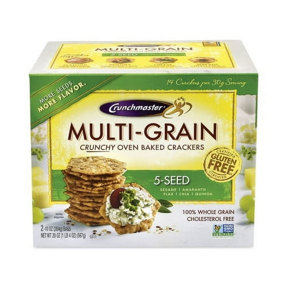 New Crunchmaster 5-Seed Multi-Grain Crunchy Oven Baked Crackers, Whole Wheat, 10 oz Bag, 2 Bags/Box, Delivered in 1-4 Business Days,Each