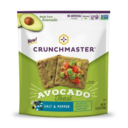 Crunchmaster Avocado Toast Cracker, Salt & Pepper, Gluten Free Cracker, 3.54 oz.