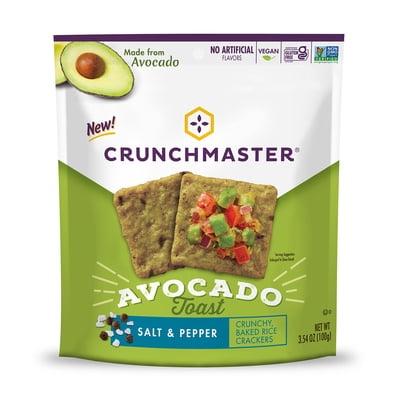 Crunchmaster Avocado Toast Cracker, Salt & Pepper, Gluten Free Cracker, 3.54 oz.