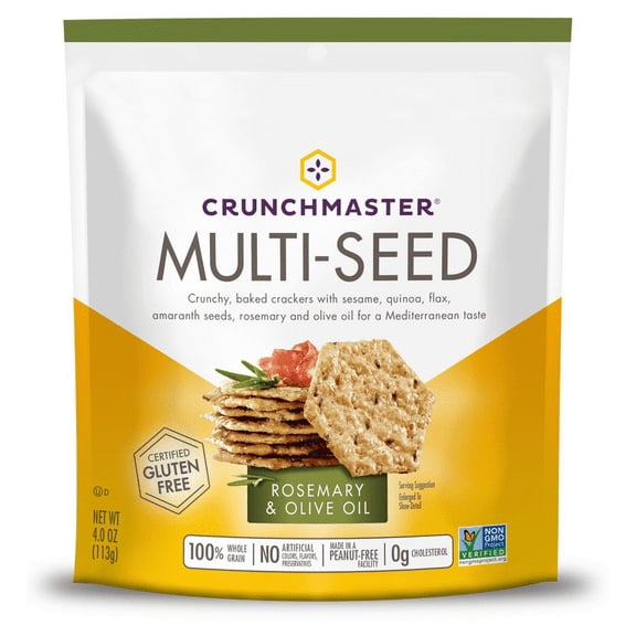 Crunchmaster, Crackers Multi Seed Rosemary Olive Oil Gluten Free, 4 Ounce 1 bag