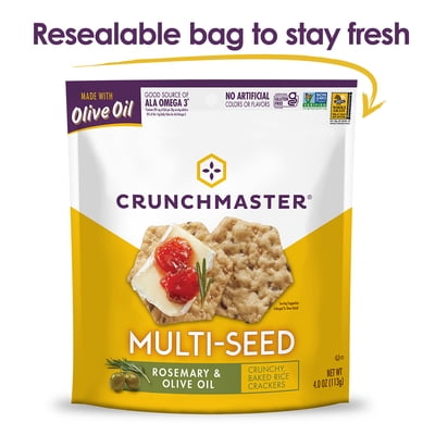 Crunchmaster Gluten Free Multi-Seed Gluten-Free Crackers, Rosemary & Olive Oil, 4 Oz