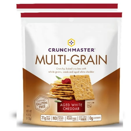 Crunchmaster Multi-Grain Crackers, Aged White Cheddar, 4 Ounce (Pack of 2)