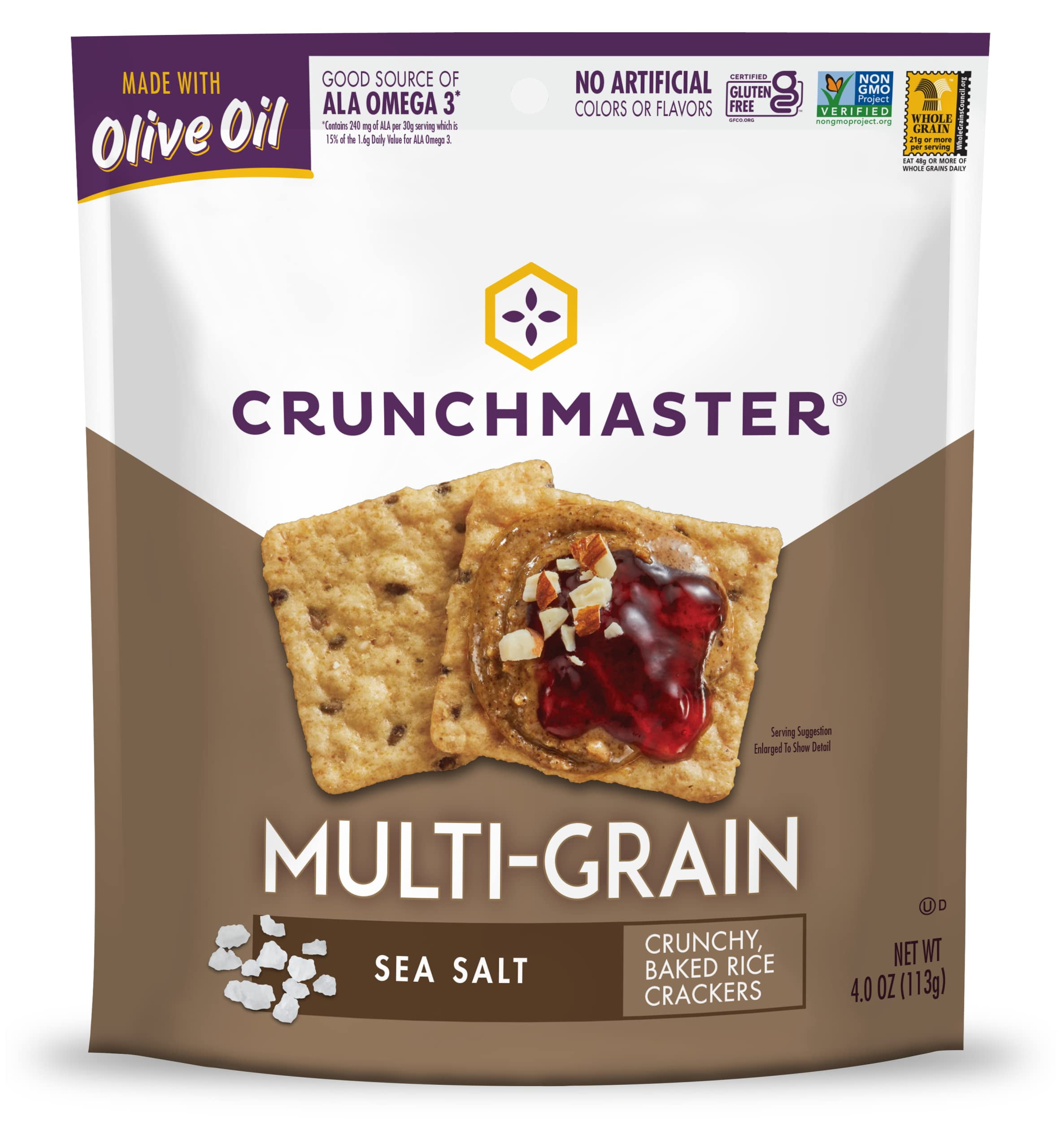 Crunchmaster MultiGrain Crackers, Sea DC20 Salt, 4 Oz