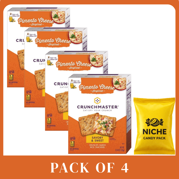Crunchmaster Multi-Grain Pimento Cheese Crackers - 3.54oz-4 pack -with candy pack