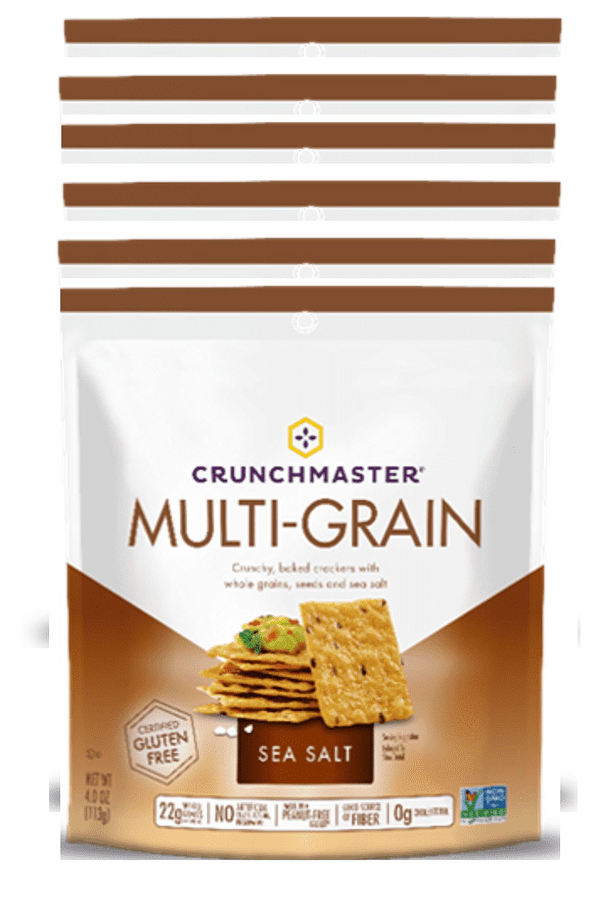 Crunchmaster Multi-Grain Sea Salt, 4 Ounce Bag, Bundle 6 bags