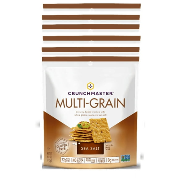 Crunchmaster Multi-Grain Sea Salt, 4 Ounce Bag, Bundle 6 bags