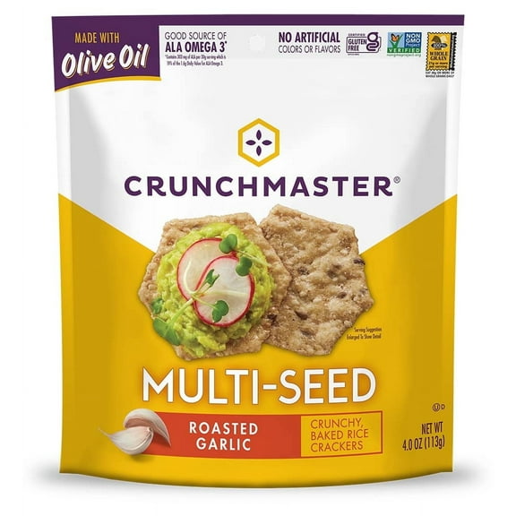 Crunchmaster, Multi-Seed Cracker, Roasted Garlic, 4 oz Pack of 2
