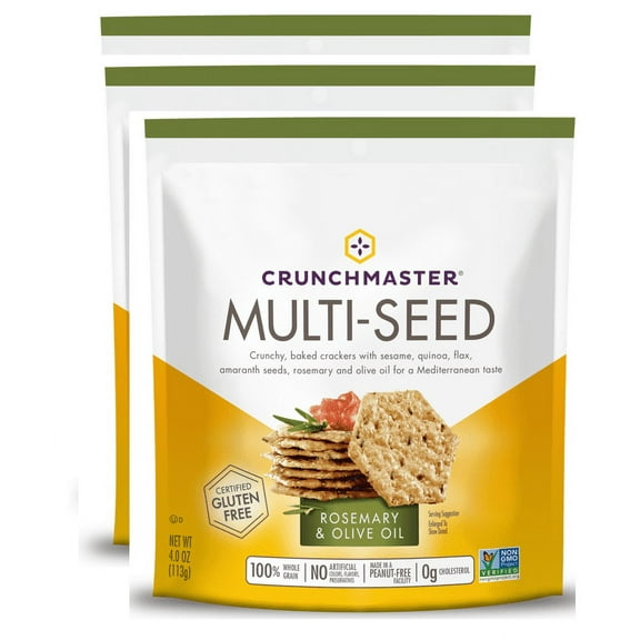 Crunchmaster, Multi-Seed Cracker, Rosemary & Olive Oil, 4 oz Pack of 3