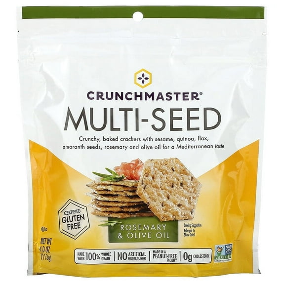 Crunchmaster, Multi-Seed Cracker, Rosemary & Olive Oil, 4 oz Pack of 4