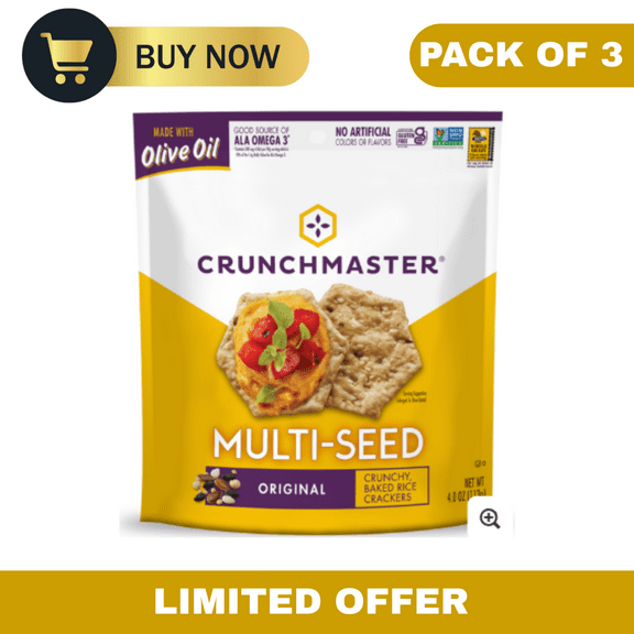Crunchmaster Multi-Seed Original Crackers, Gluten-Free, 4.5 oz Bags, Pack of 3
