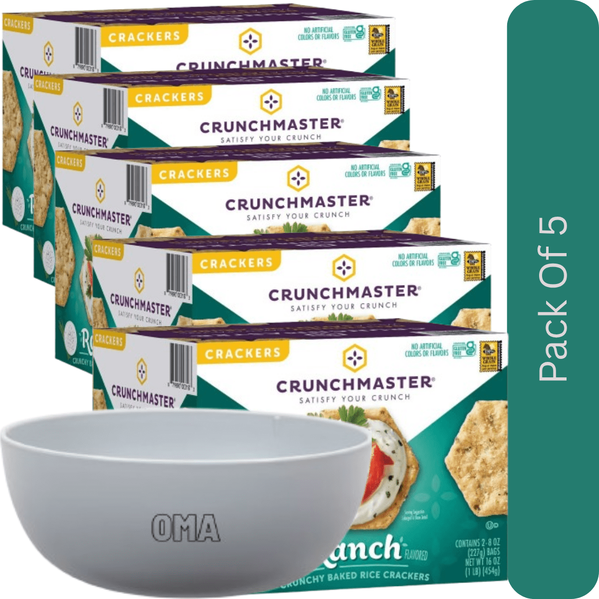 Crunchmaster Ranch Flavored Rice Crackers, Gluten-Free Baked Snack, 8 ...