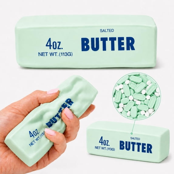 Crunchy Butter Squishy, Soft Squeeze Sensory Fidget Toy with Crunchy ASMR Texture, Butter Stick Stress Relief Toy, Fun Novelty Gift for Kids Teens and Adults(Blue)