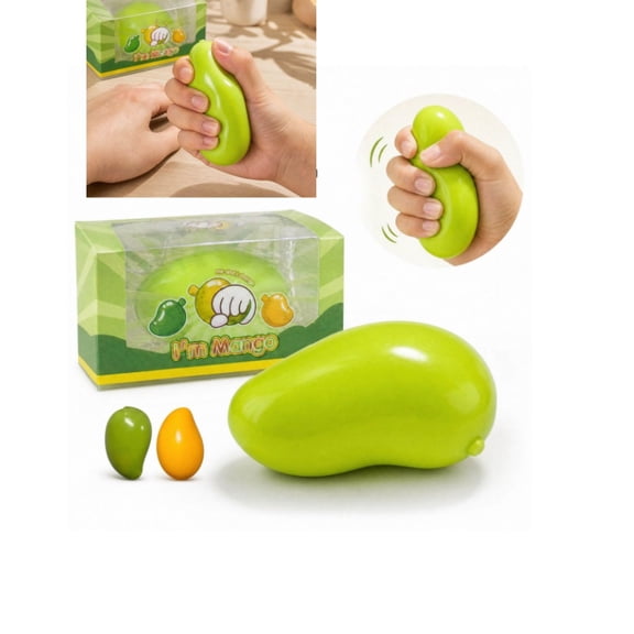 Crunchy Color Changing Mango Squishy Toy, ASMR Squeeze Fidget Stress Ball, Heat Activated Thermal Color Shift Green to Yellow, Crisp Crunch Sound Sensory Toy for Kids Adults