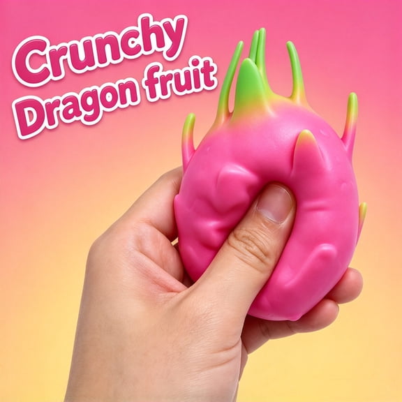 Crunchy Dragon Fruit Squishy Fidget Toy, Pitaya Fruit Crunch Squeeze Toy, Crunch Sound Sensory Decompression Toy Sensory Stress Relief for Kids & Adults