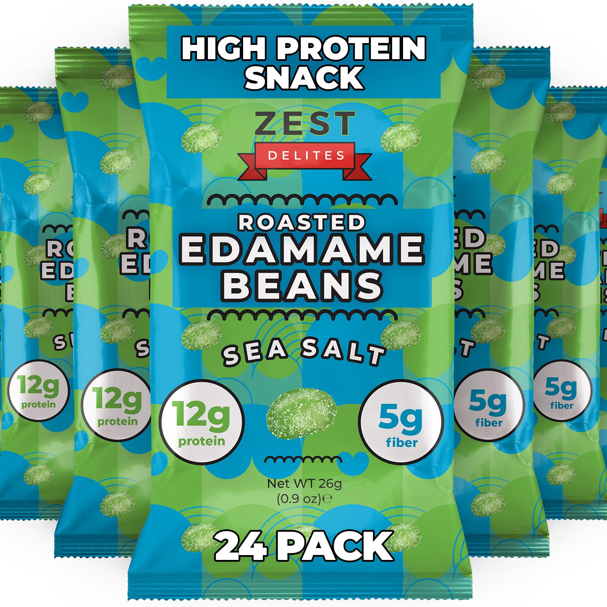 Crunchy Dry Roasted Edamame DHF10 Beans Snack by Zest (Sea Salt), High