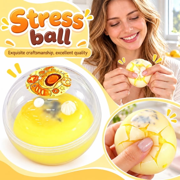 Crunchy Egg Yolk Pastry Squishy Toy, Soft Squishy, Slow Rising Stress Ball for Anxiety Stress Party Favor For Adults