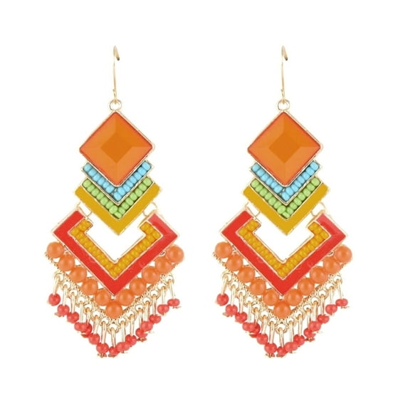 Crunchy Fashion Bollywood Indian Jewelry Stylish Party Wear Multicolor Boho Beaded Dangle Earrings for Women